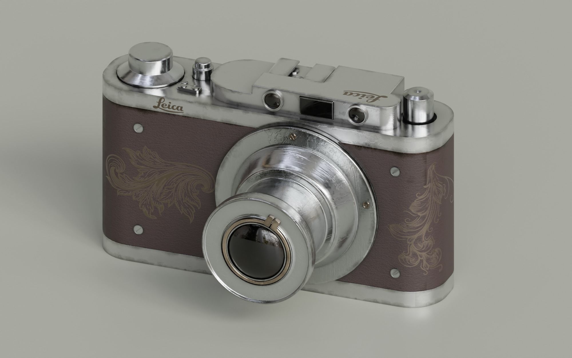 Leica Old Vintage Camera with Realistic PBR Texture 3D model_6