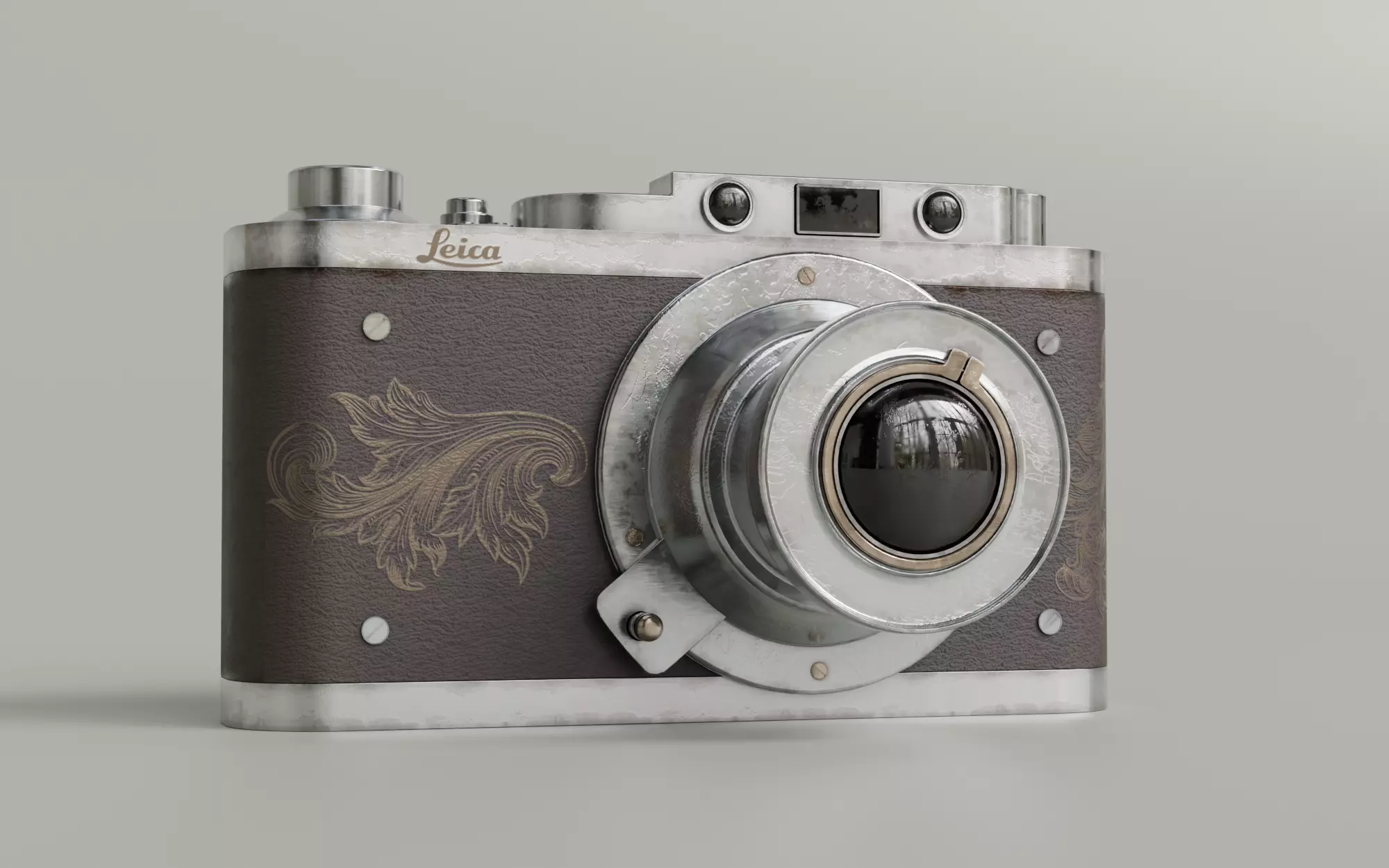 Leica Old Vintage Camera with Realistic PBR Texture 3D model_0