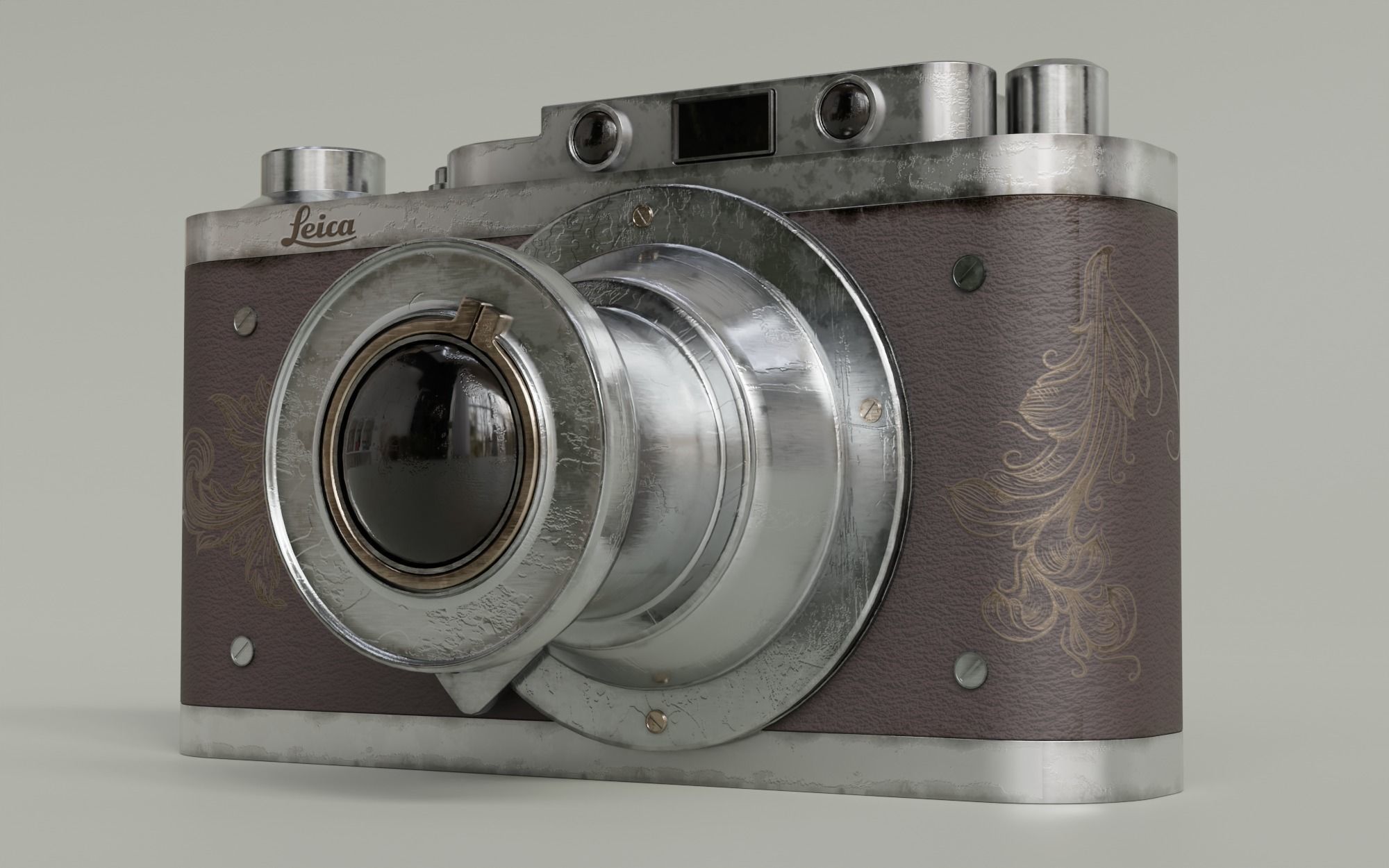 Leica Old Vintage Camera with Realistic PBR Texture 3D model_7