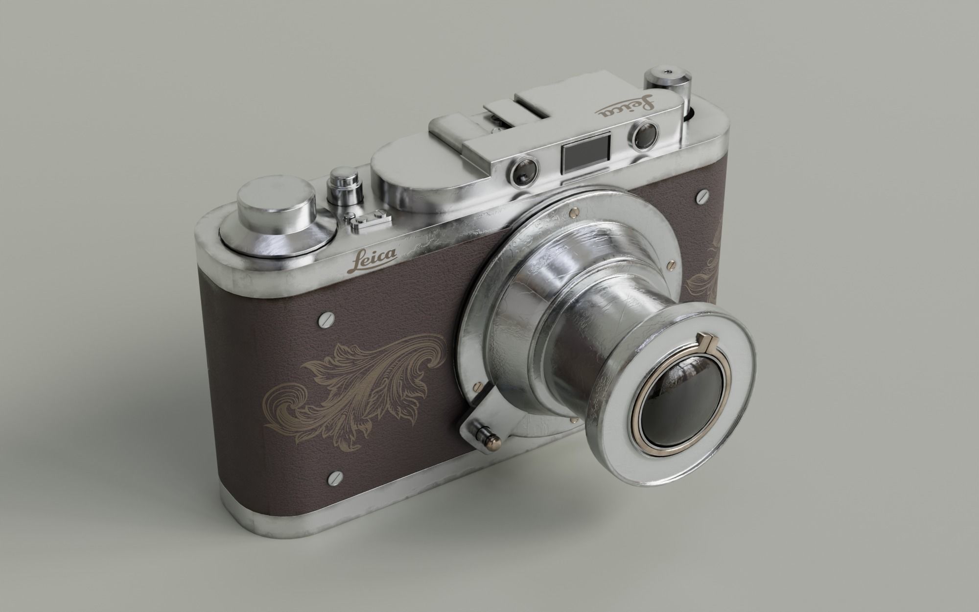 Leica Old Vintage Camera with Realistic PBR Texture 3D model_5