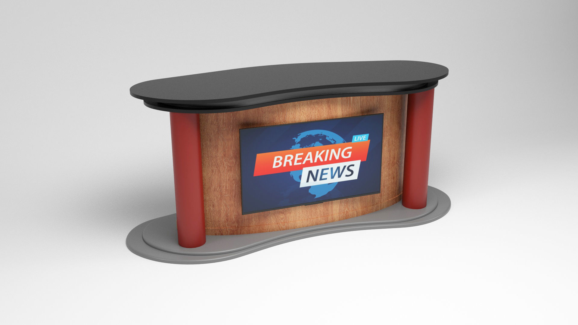 Tv set desk 2 Low-poly 3D model_6
