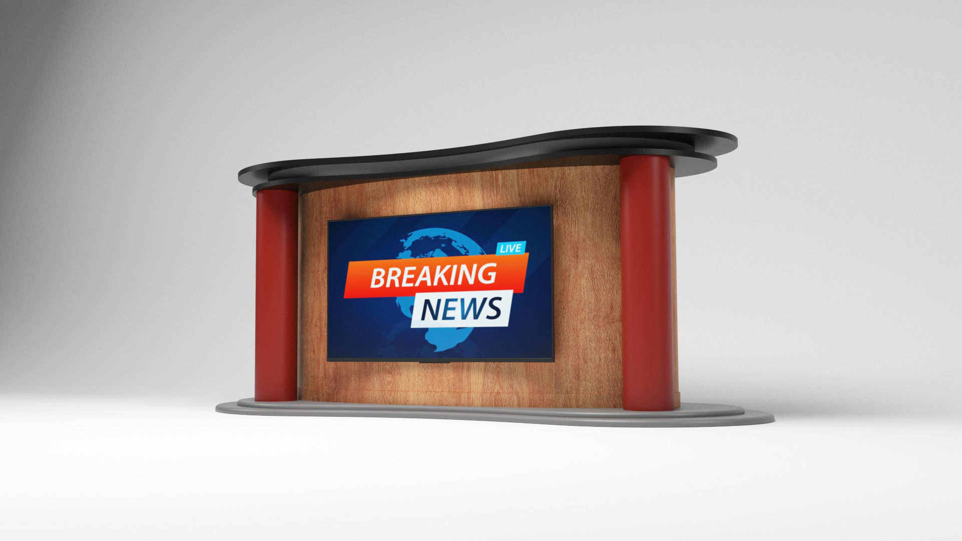 Tv set desk 2 Low-poly 3D model_4