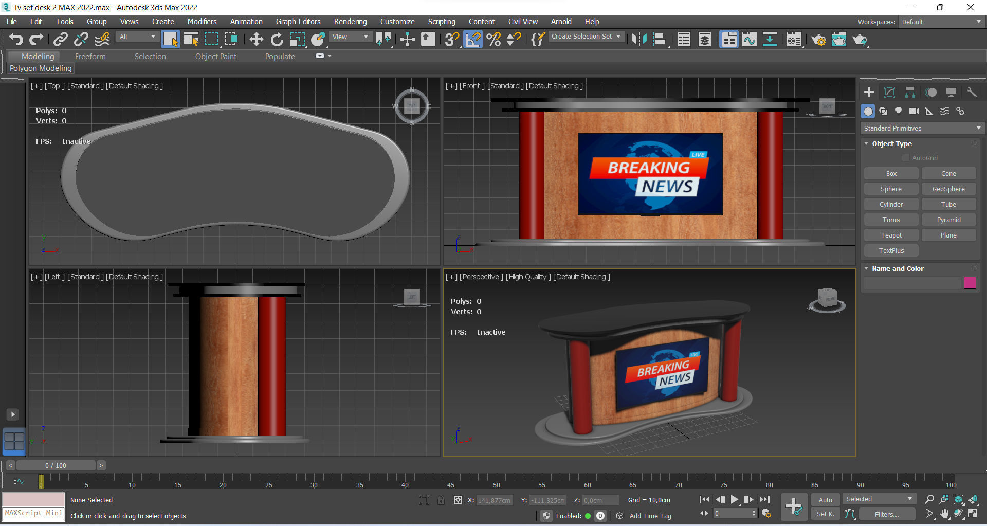 Tv set desk 2 Low-poly 3D model_8