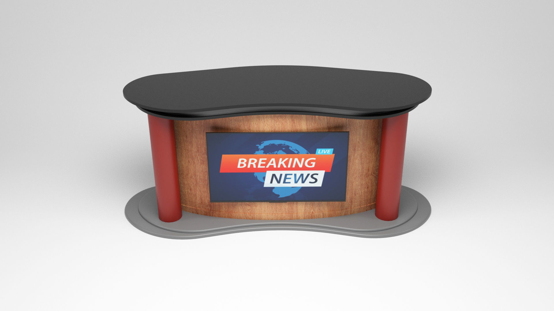 Tv set desk 2 Low-poly 3D model_1