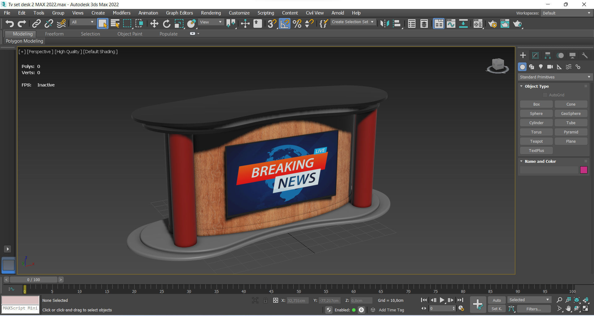 Tv set desk 2 Low-poly 3D model_9
