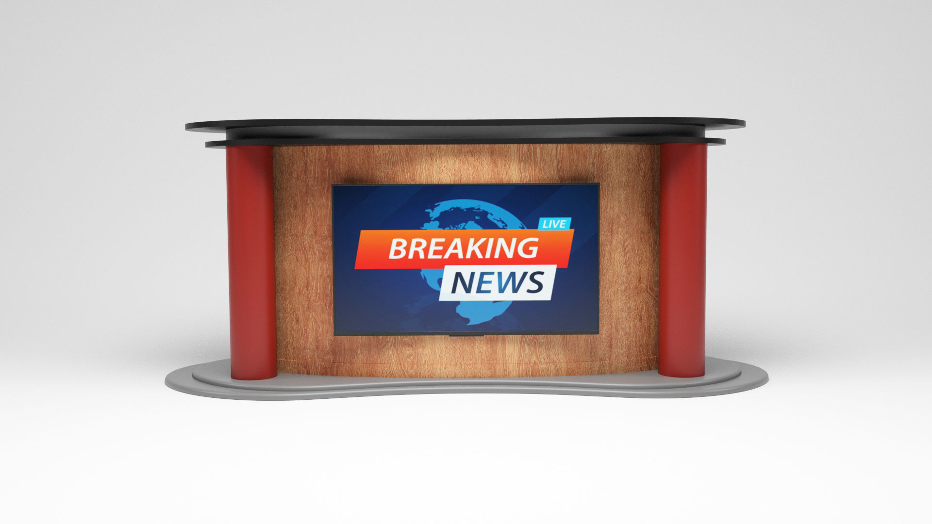 Tv set desk 2 Low-poly 3D model_2