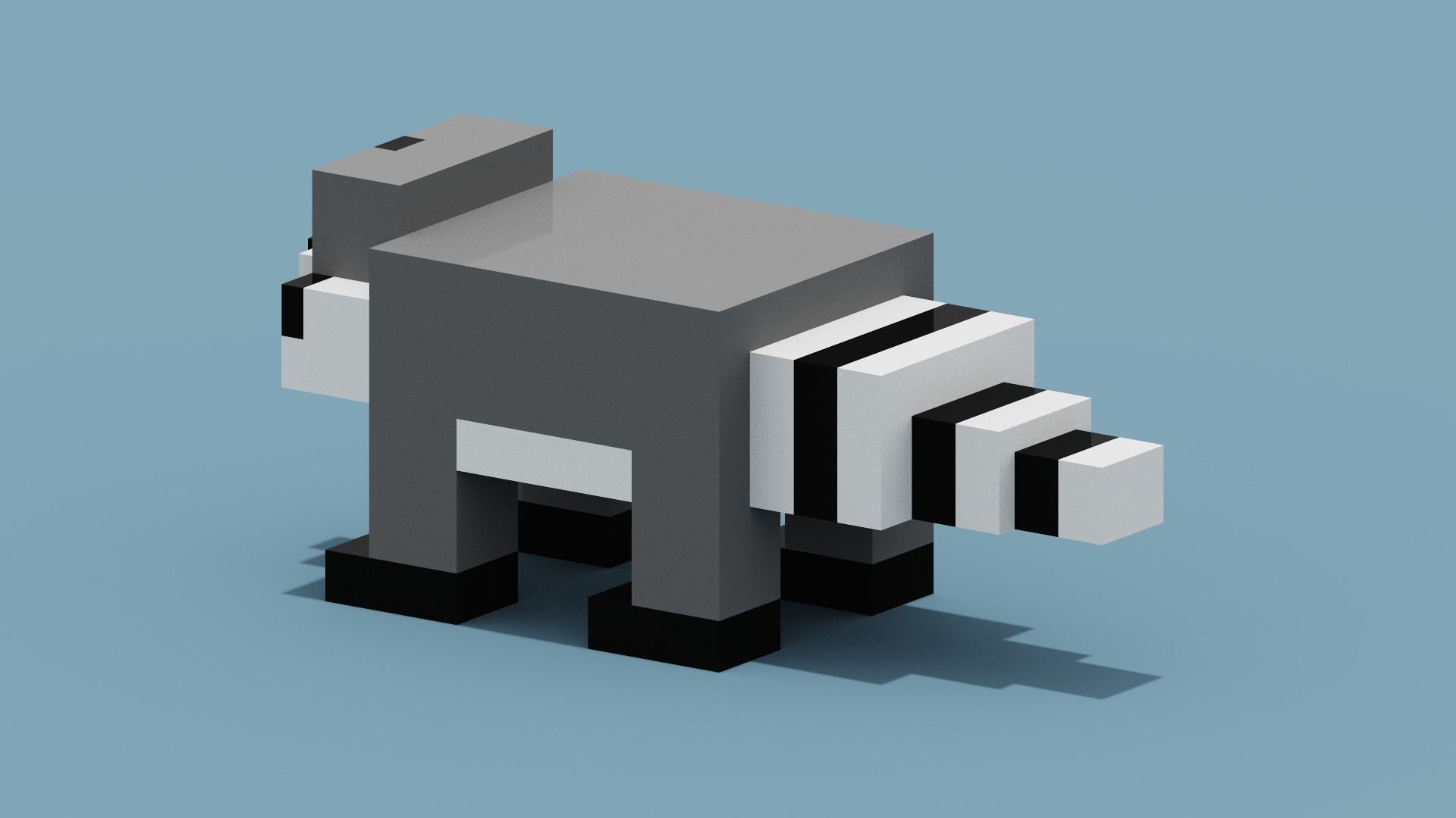 Voxel Raccoon Low-poly 3D model_6