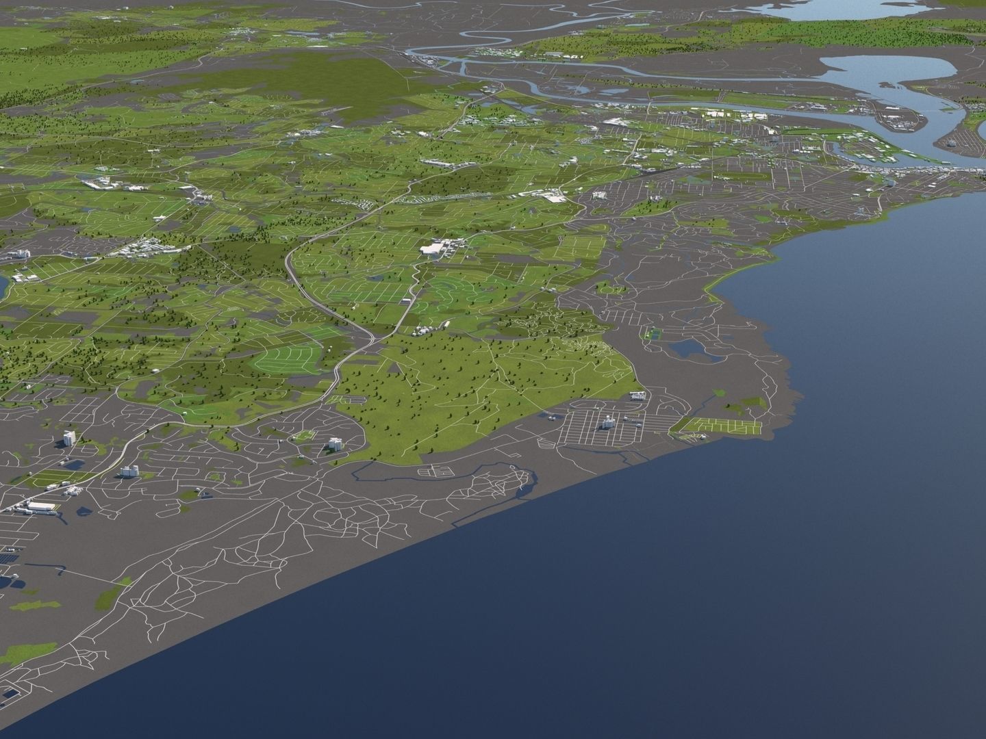 Newcastle Australia 50x50km 3D City Map 3D model_7
