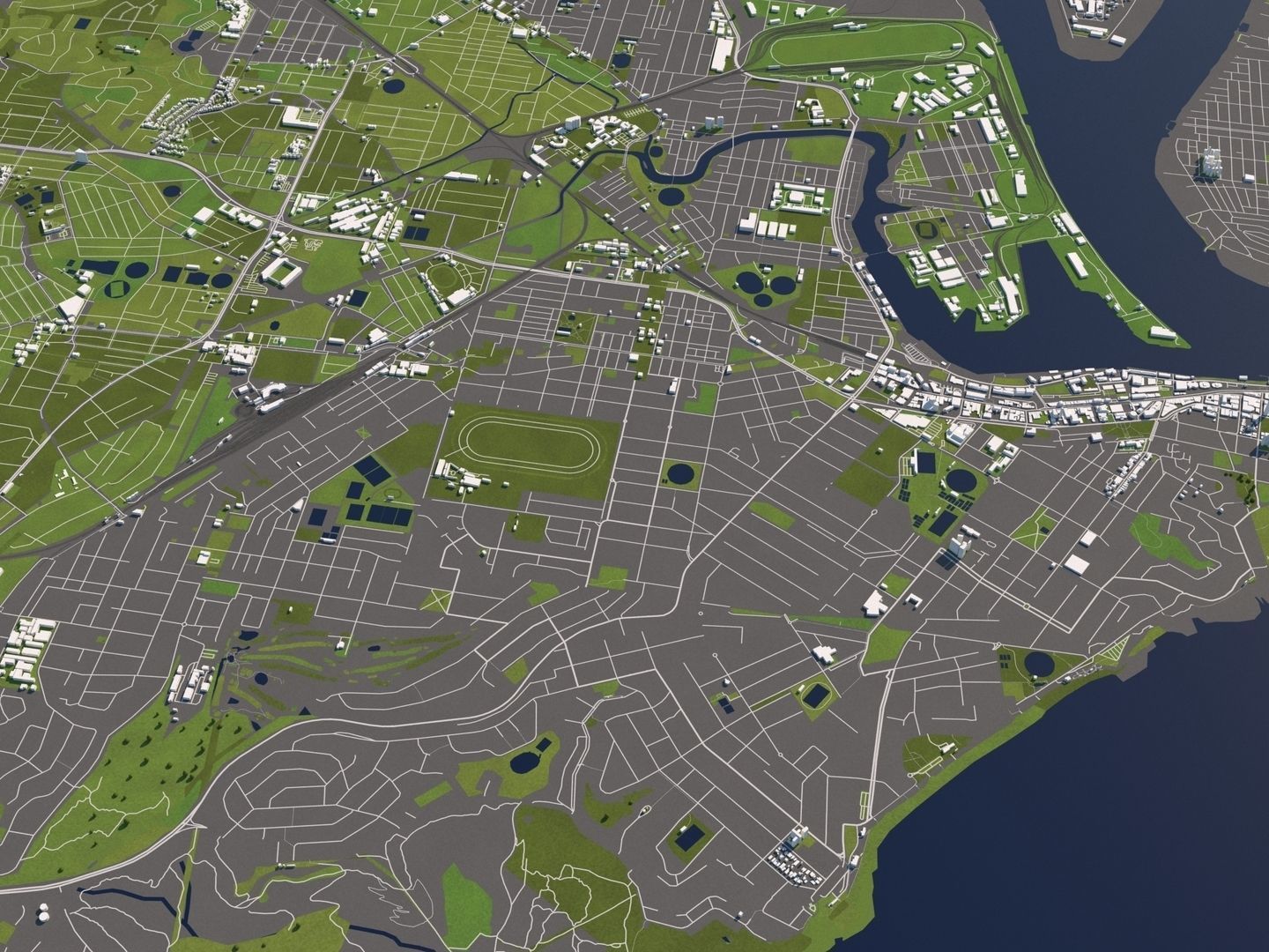 Newcastle Australia 50x50km 3D City Map 3D model_5