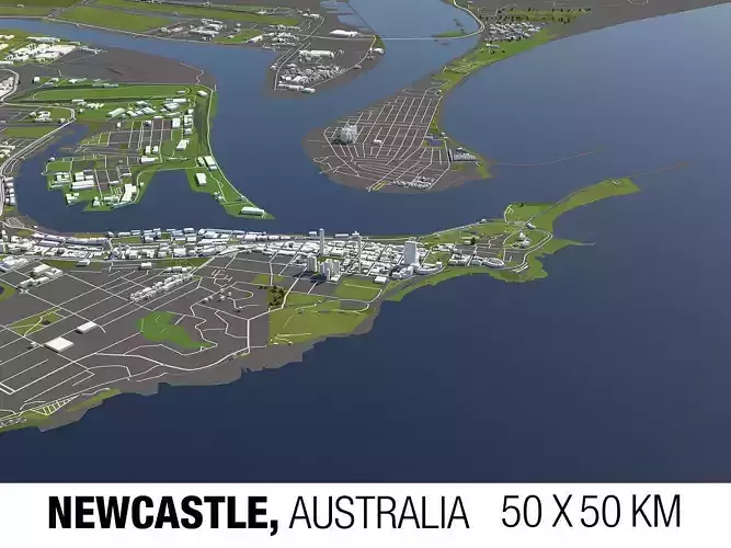 Newcastle Australia 50x50km 3D City Map 3D model