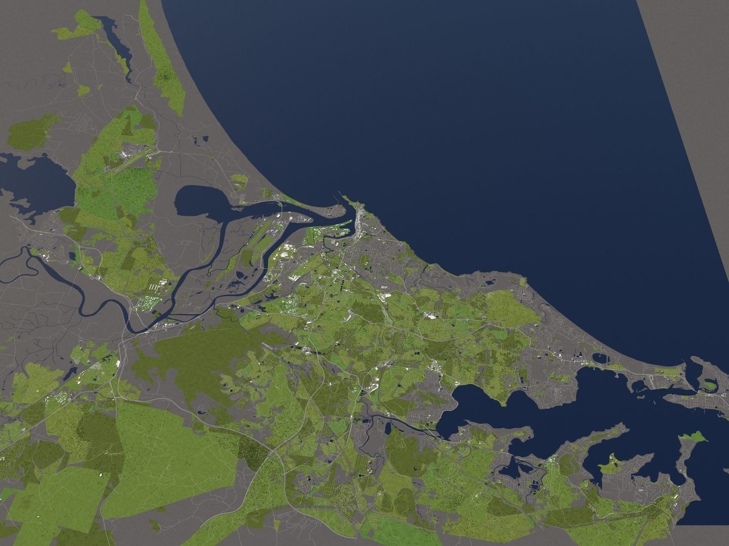Newcastle Australia 50x50km 3D City Map 3D model_13