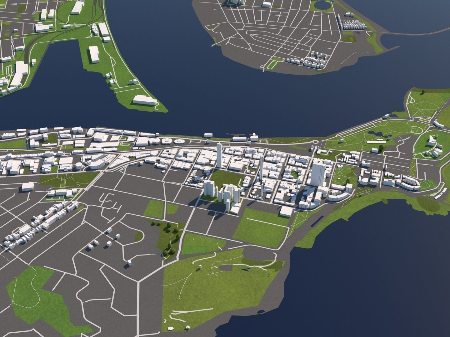 Newcastle Australia 50x50km 3D City Map 3D model_3