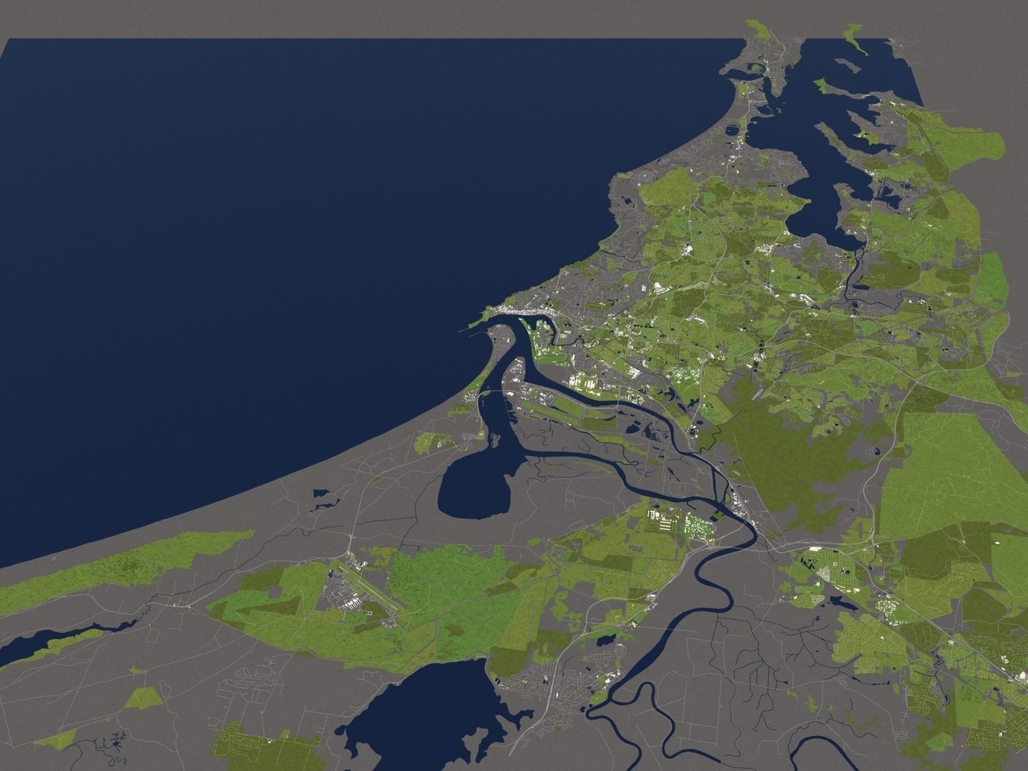 Newcastle Australia 50x50km 3D City Map 3D model_14