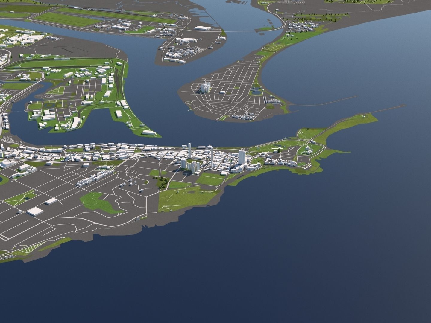 Newcastle Australia 50x50km 3D City Map 3D model_1