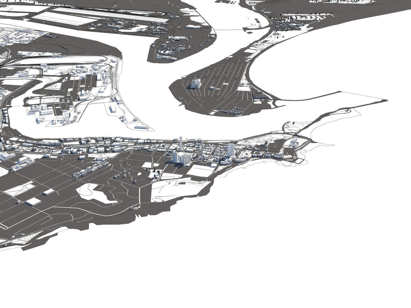 Newcastle Australia 50x50km 3D City Map 3D model_15