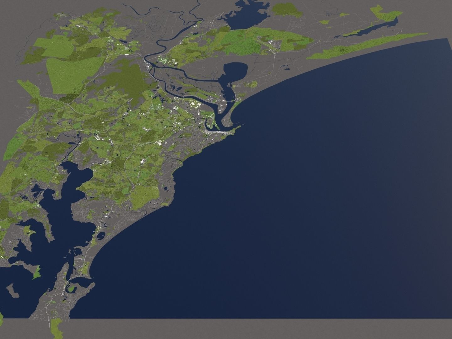 Newcastle Australia 50x50km 3D City Map 3D model_9