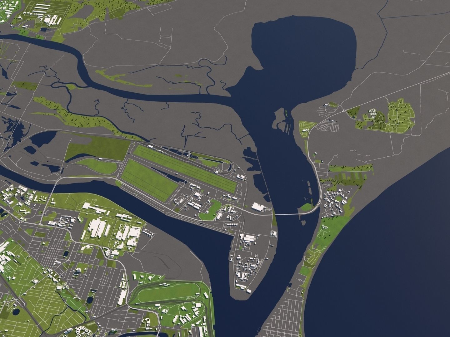 Newcastle Australia 50x50km 3D City Map 3D model_4