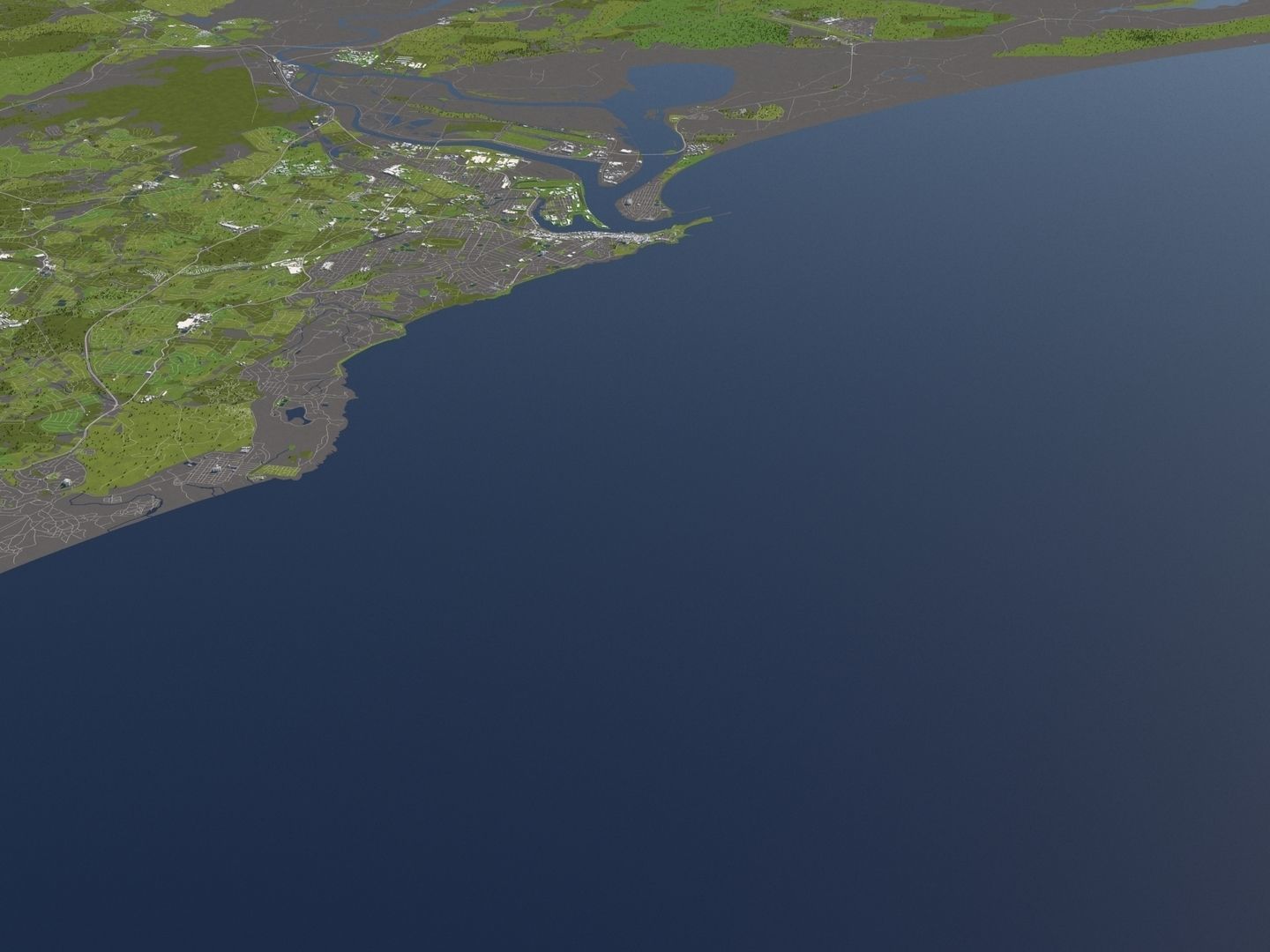 Newcastle Australia 50x50km 3D City Map 3D model_8