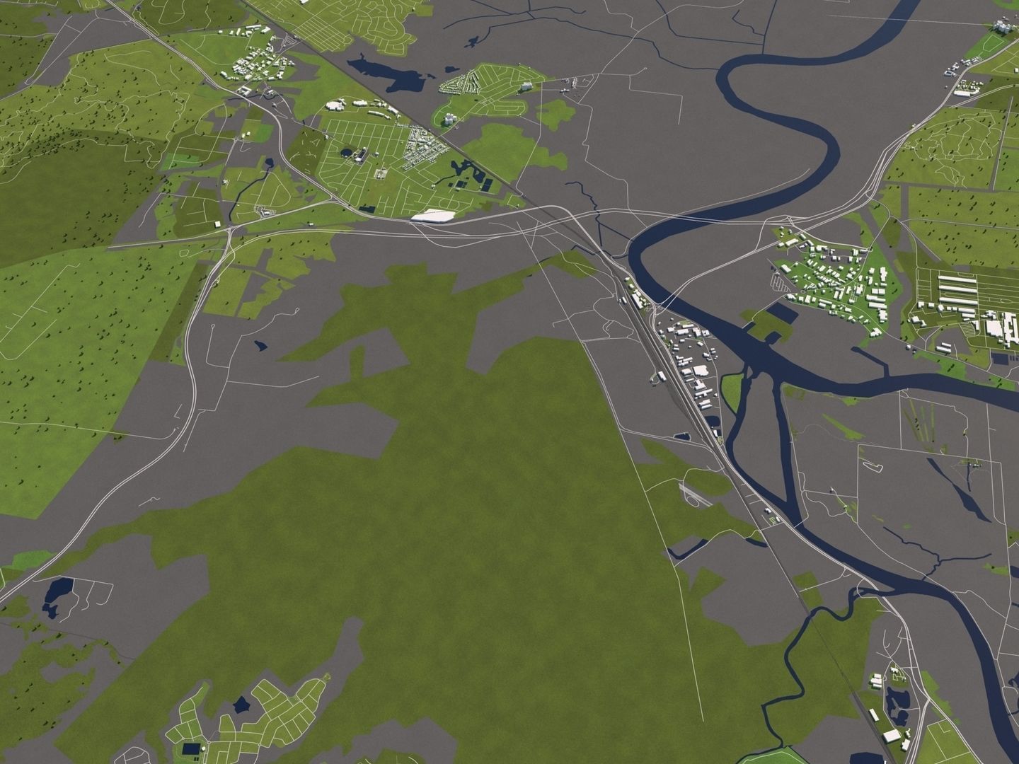 Newcastle Australia 50x50km 3D City Map 3D model_10