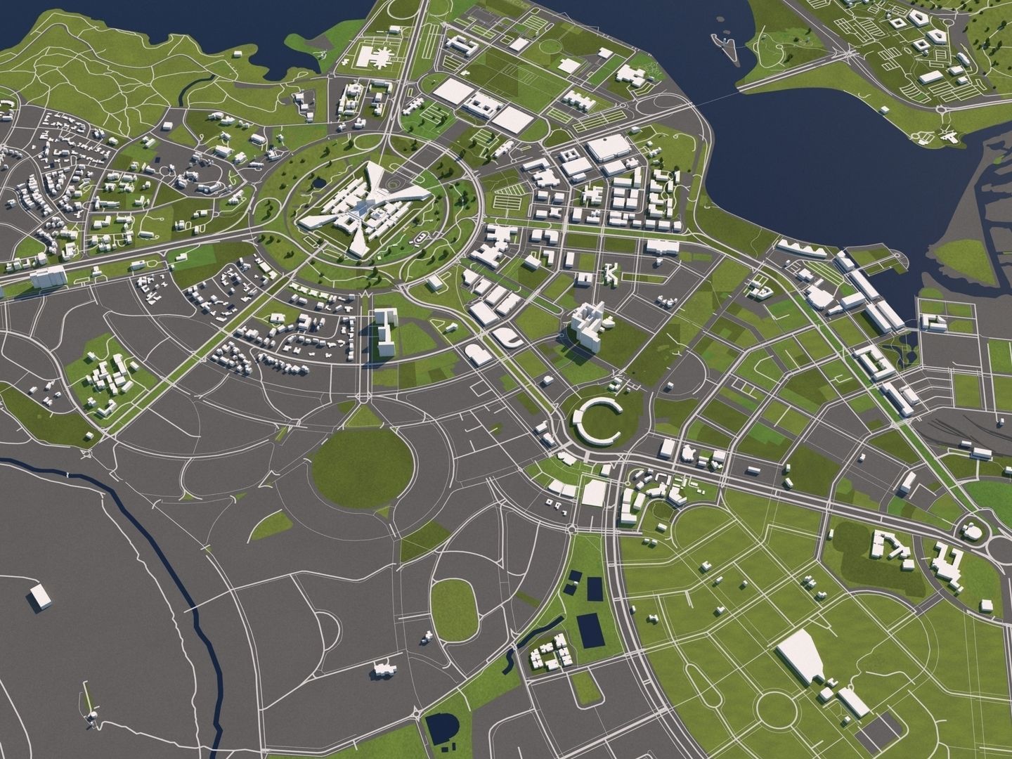 Canberra Australia 50x50km 3D City Map 3D model_4
