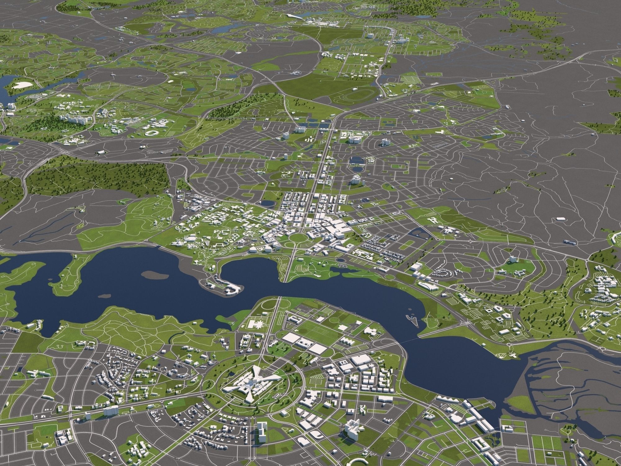 Canberra Australia 50x50km 3D City Map 3D model_2
