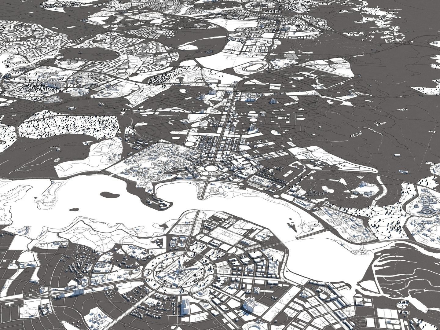 Canberra Australia 50x50km 3D City Map 3D model_16