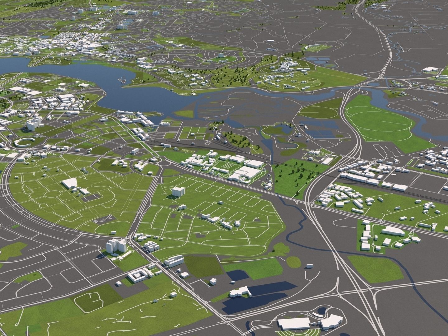 Canberra Australia 50x50km 3D City Map 3D model_6