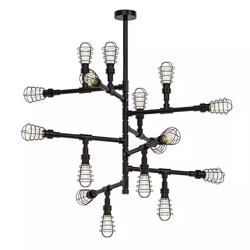 Conduit industrial style chandelier with number of light bulbs