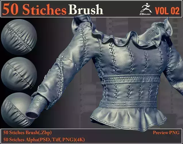 50 Stiches Brush-Alpha VOL02 3D model