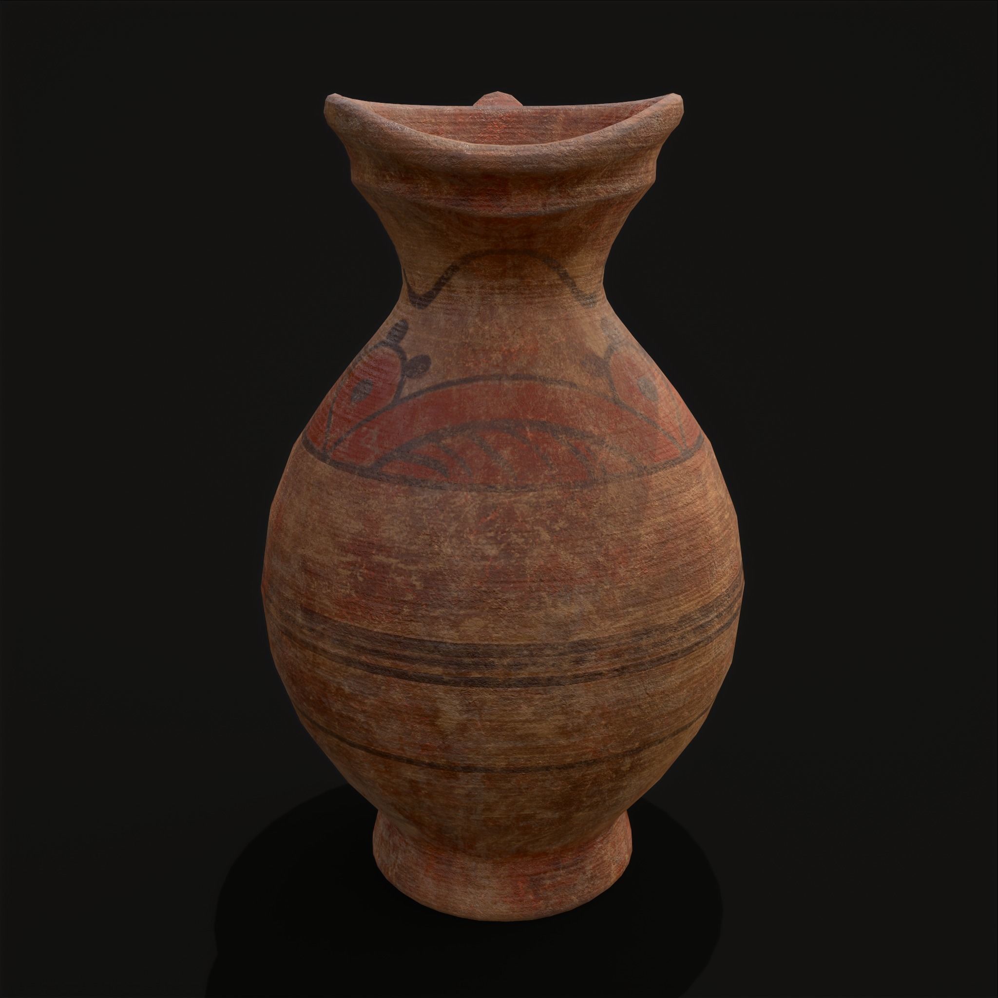 Decorated Medieval Earthenware Pitcher Low-poly 3D model_21