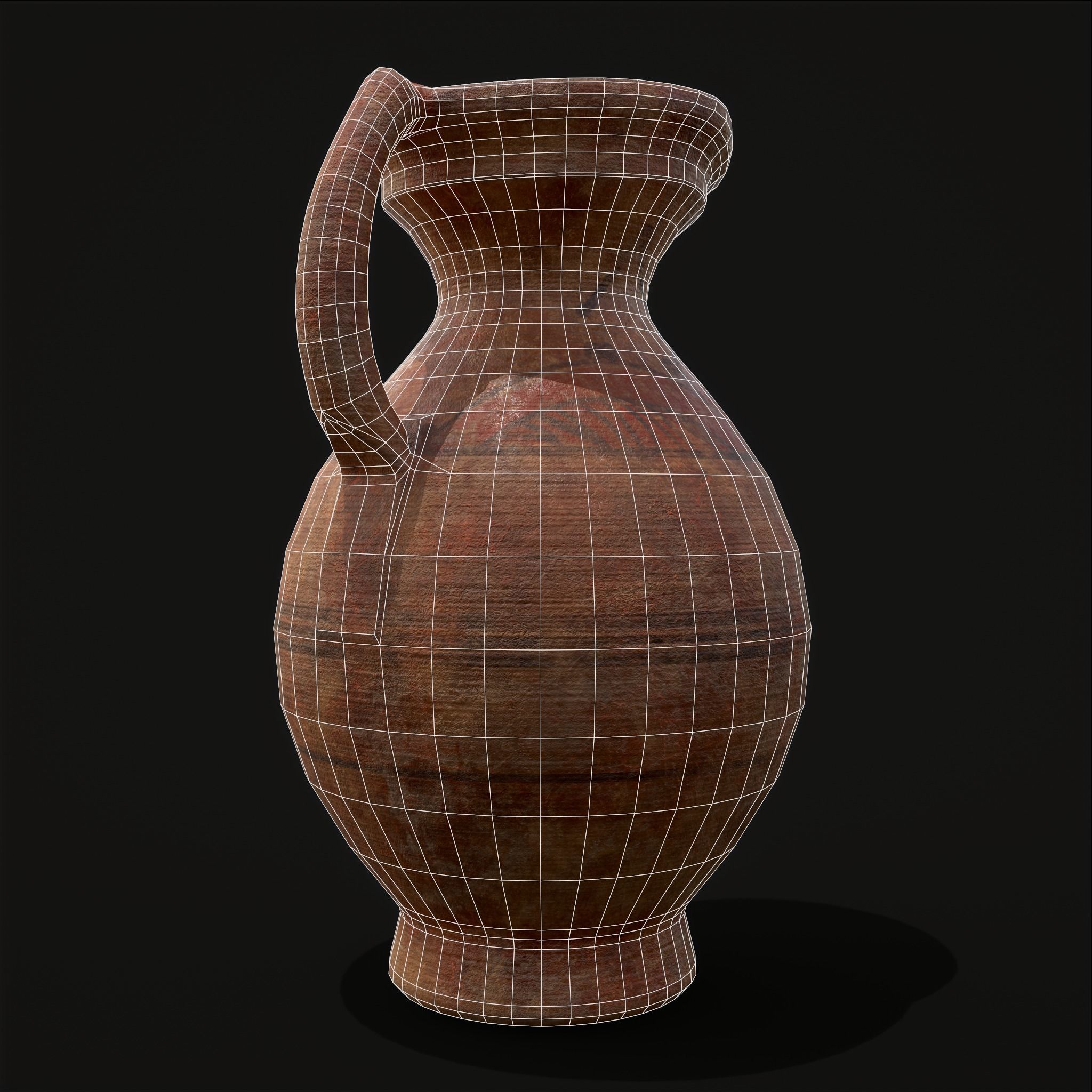 Decorated Medieval Earthenware Pitcher Low-poly 3D model_10