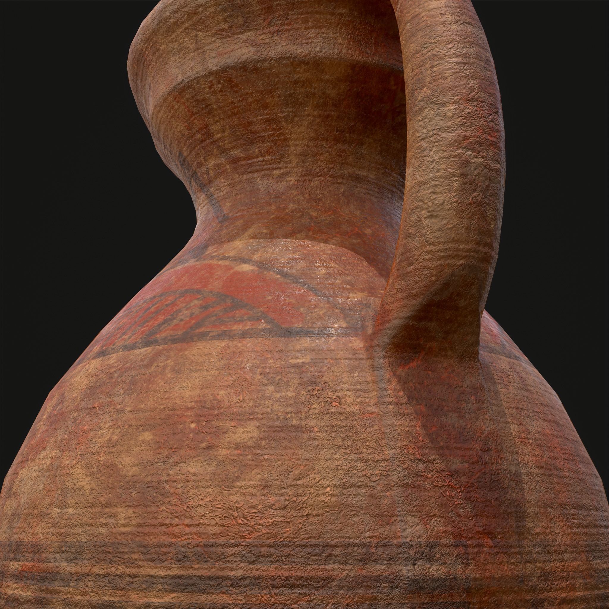 Decorated Medieval Earthenware Pitcher Low-poly 3D model_11