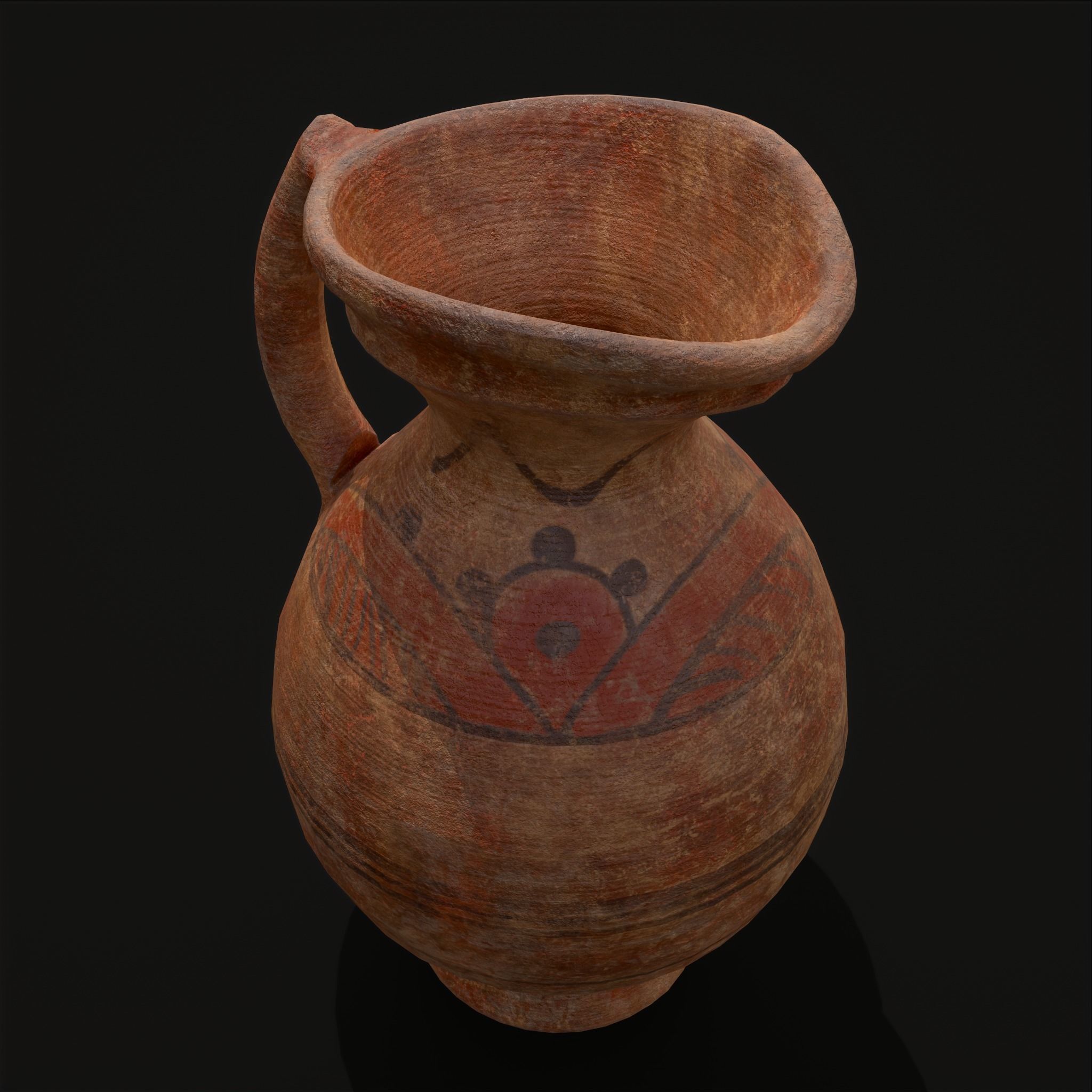 Decorated Medieval Earthenware Pitcher Low-poly 3D model_3