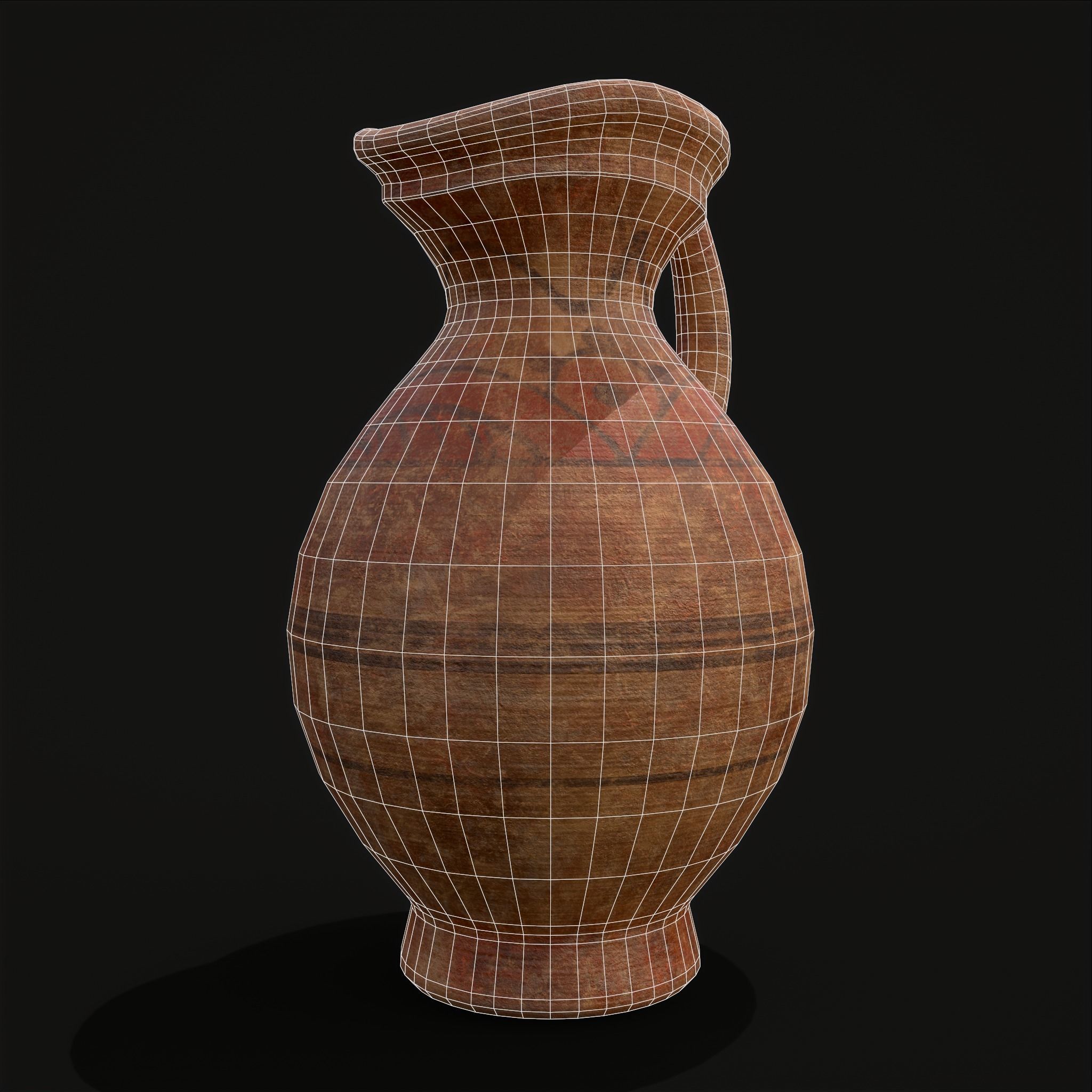 Decorated Medieval Earthenware Pitcher Low-poly 3D model_2