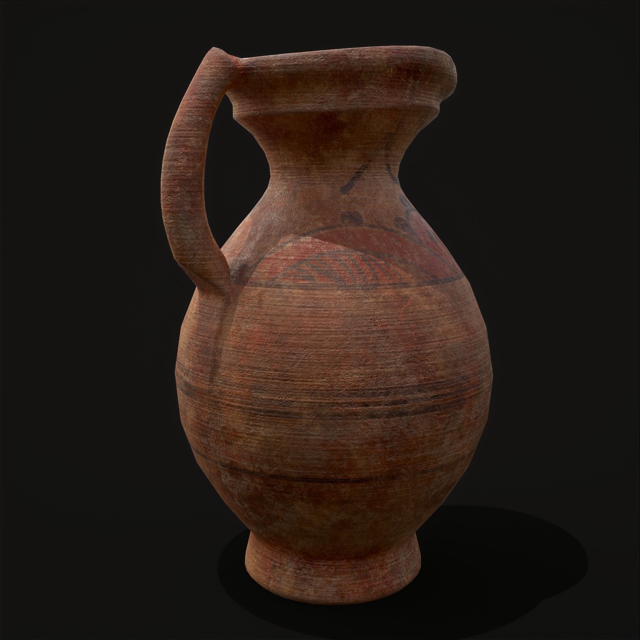 Decorated Medieval Earthenware Pitcher Low-poly 3D model_23