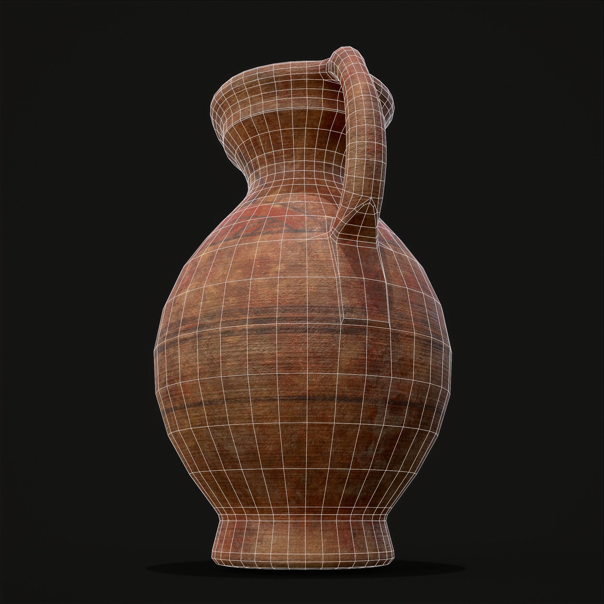 Decorated Medieval Earthenware Pitcher Low-poly 3D model_14