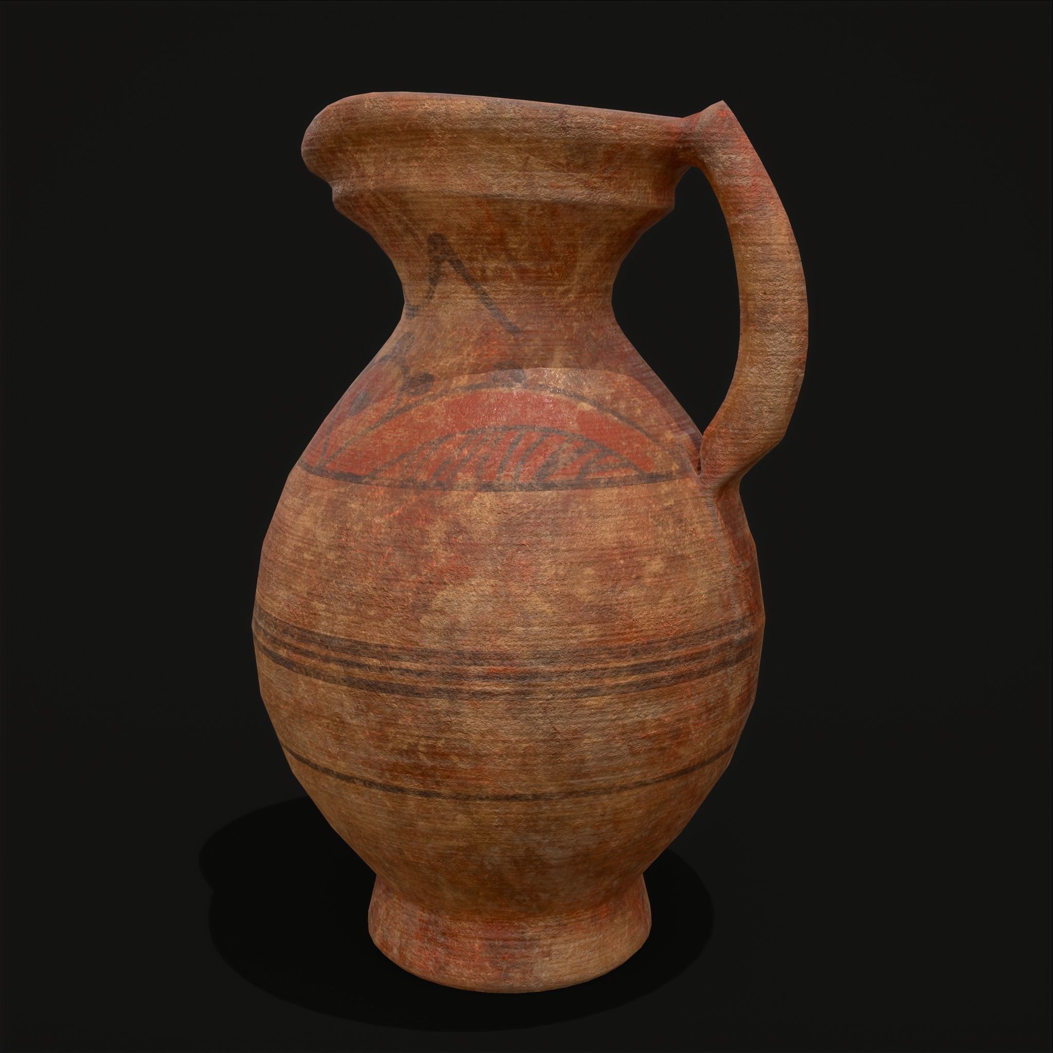 Decorated Medieval Earthenware Pitcher Low-poly 3D model_27