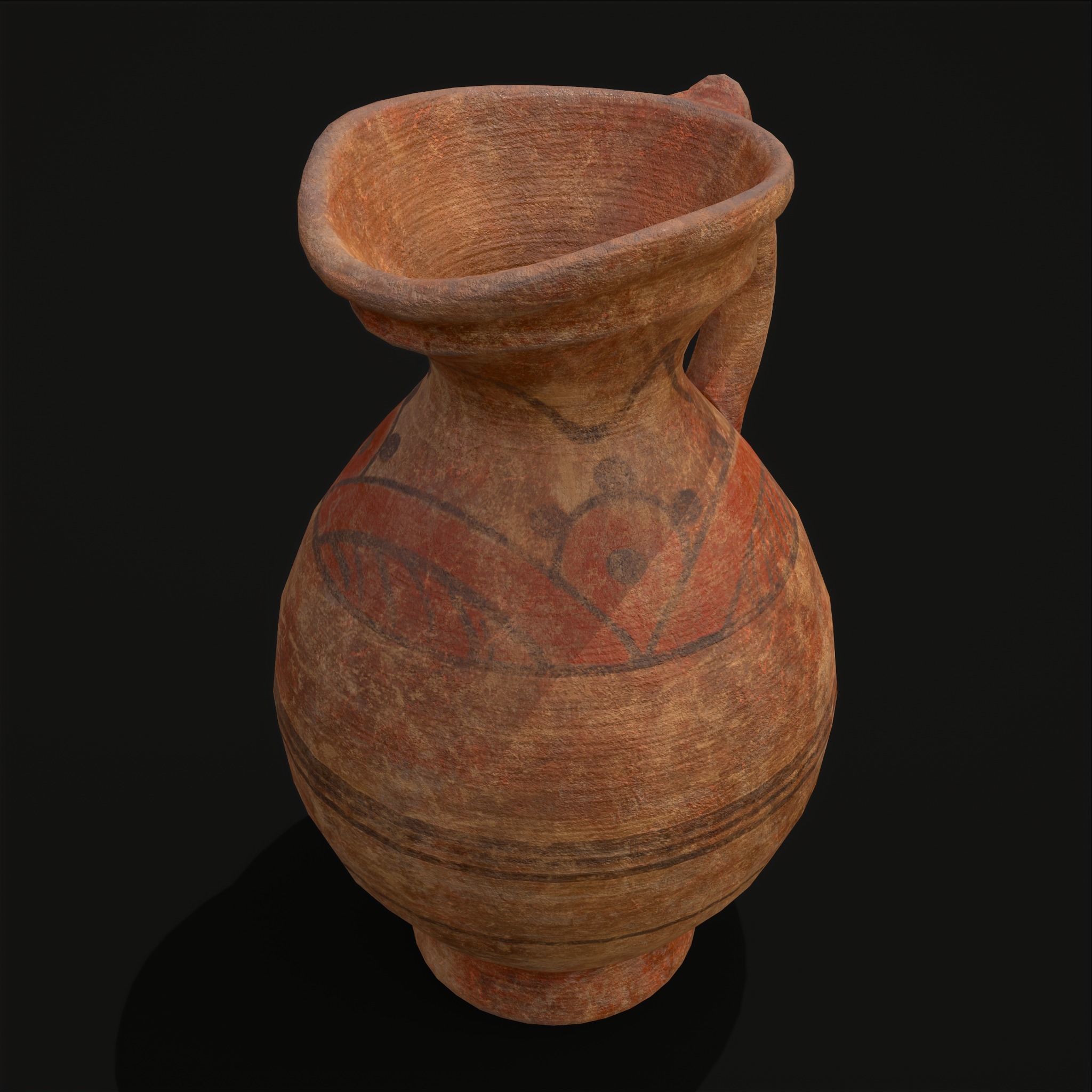 Decorated Medieval Earthenware Pitcher Low-poly 3D model_17