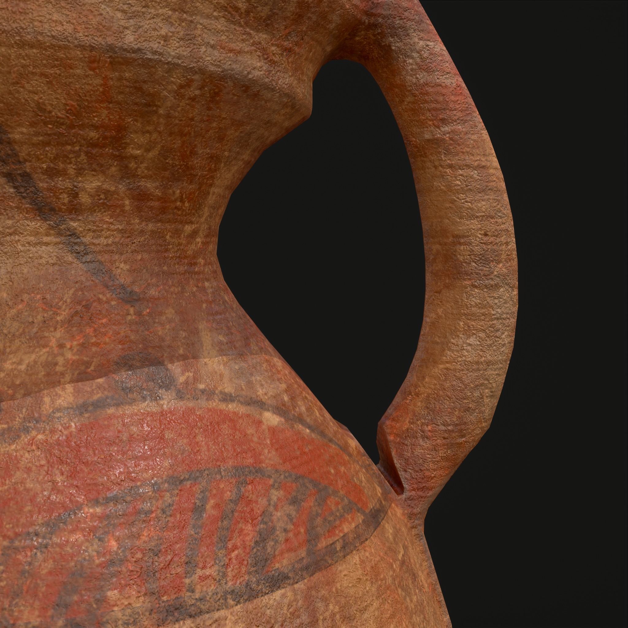Decorated Medieval Earthenware Pitcher Low-poly 3D model_25