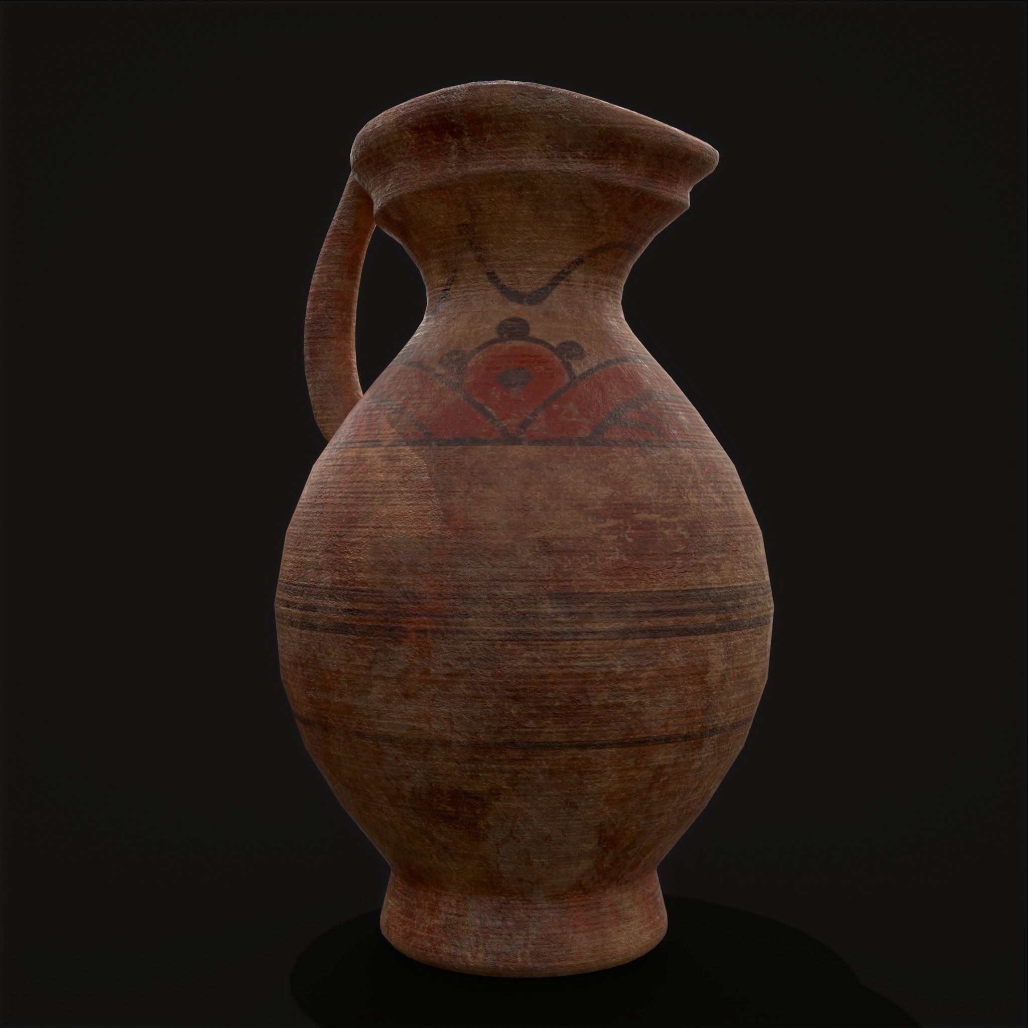Decorated Medieval Earthenware Pitcher Low-poly 3D model_15