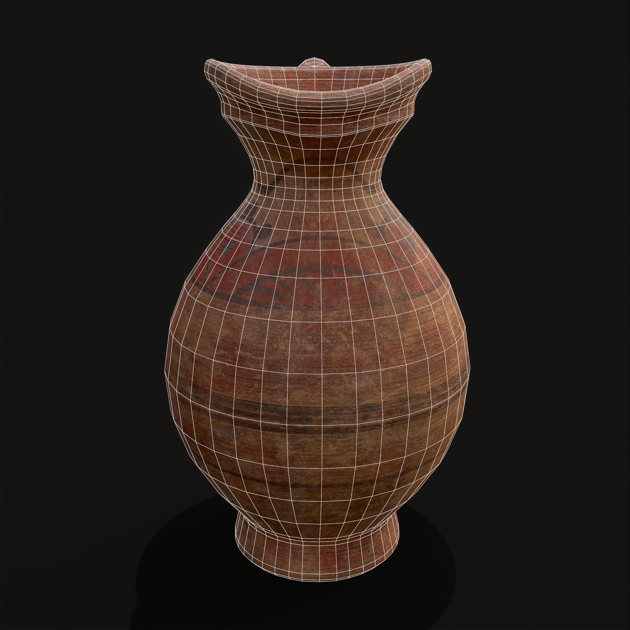 Decorated Medieval Earthenware Pitcher Low-poly 3D model_22