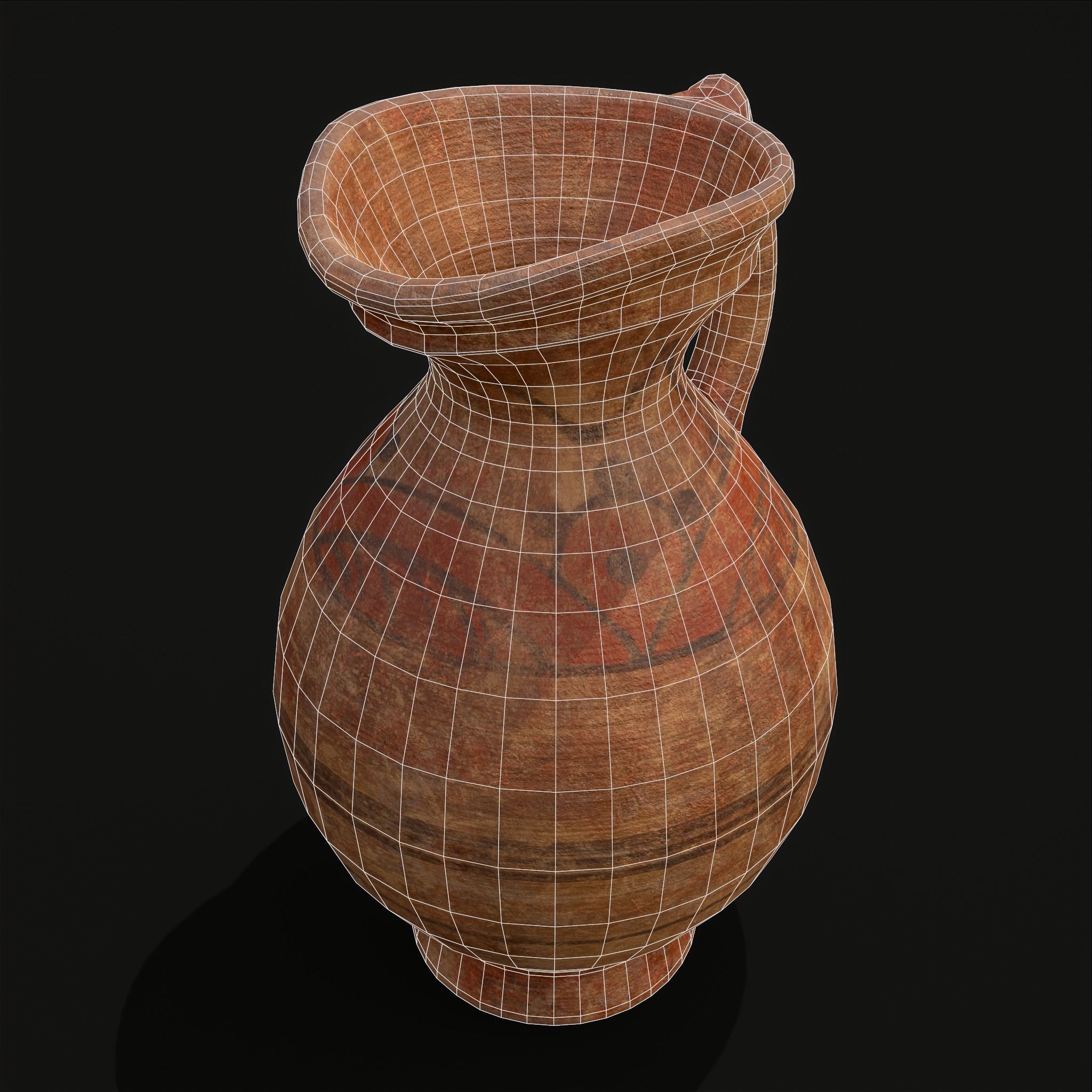 Decorated Medieval Earthenware Pitcher Low-poly 3D model_18