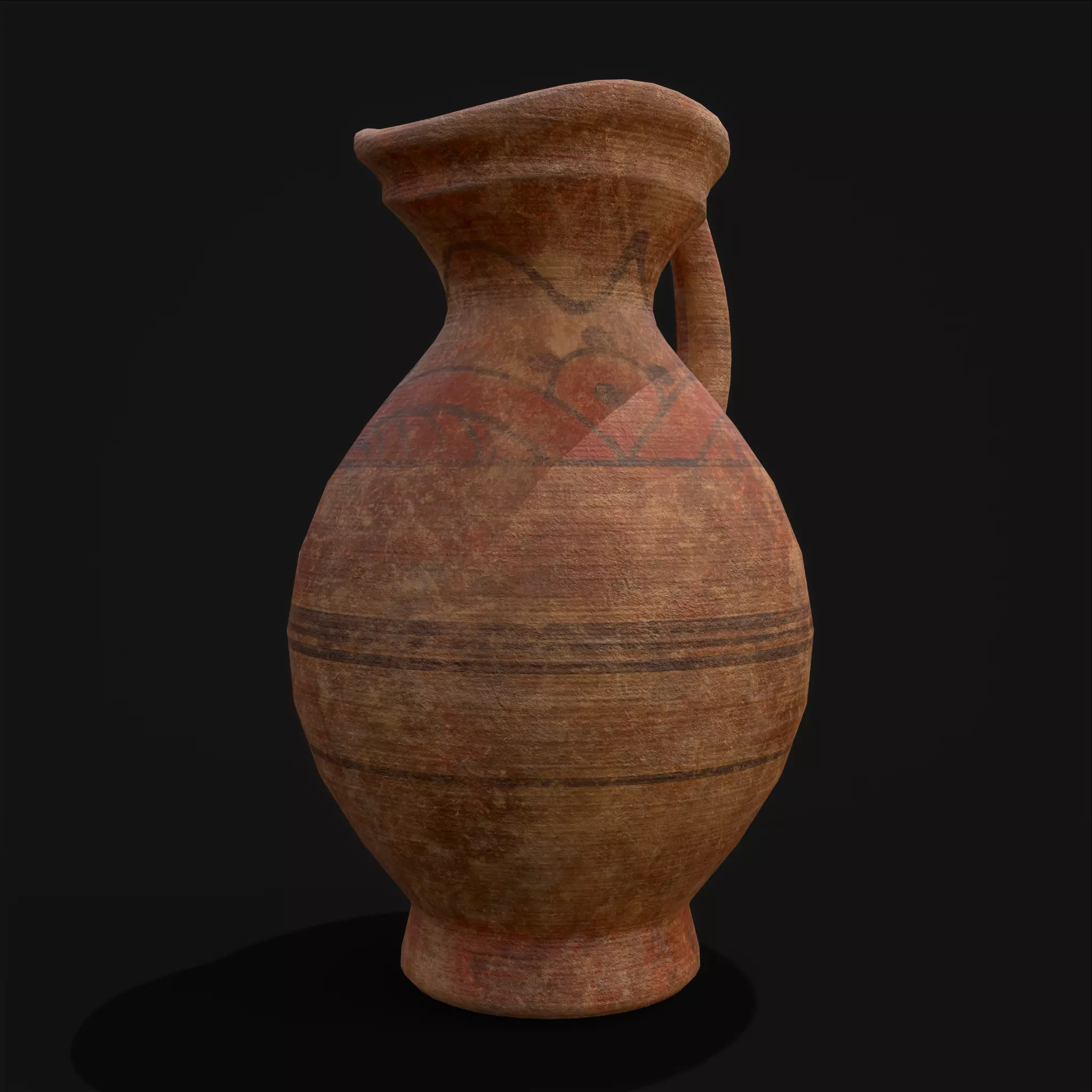 Decorated Medieval Earthenware Pitcher Low-poly 3D model_0