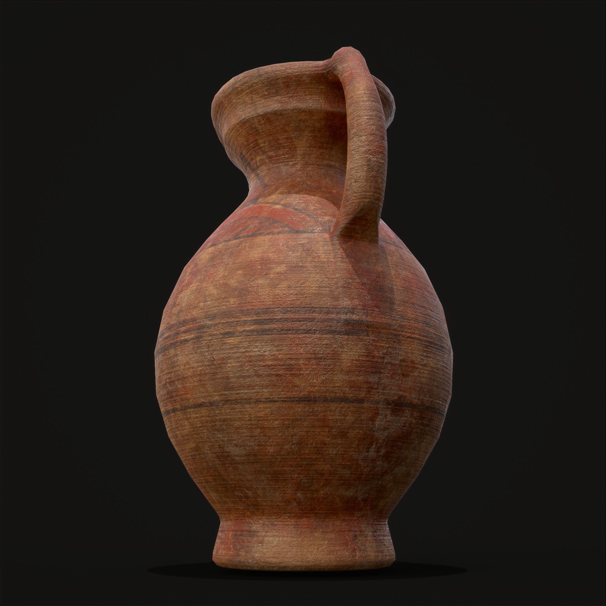 Decorated Medieval Earthenware Pitcher Low-poly 3D model_13