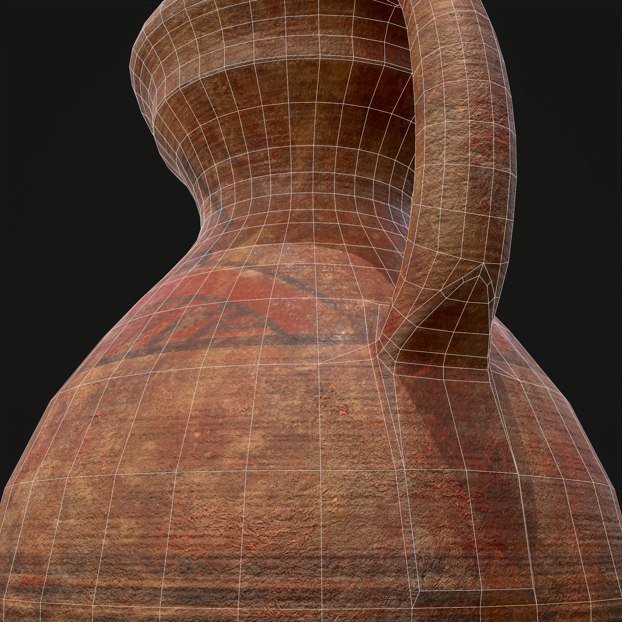 Decorated Medieval Earthenware Pitcher Low-poly 3D model_12