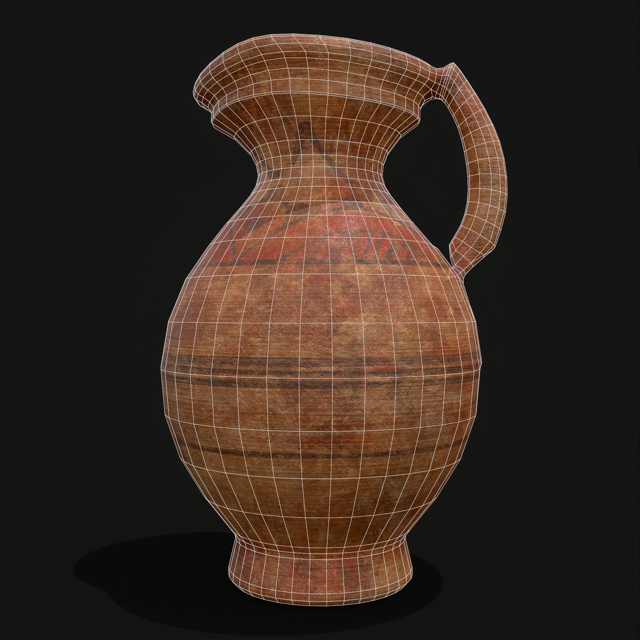 Decorated Medieval Earthenware Pitcher Low-poly 3D model_6