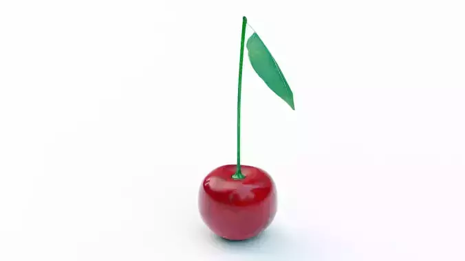 Cherry with leaf Low-poly 3D model
