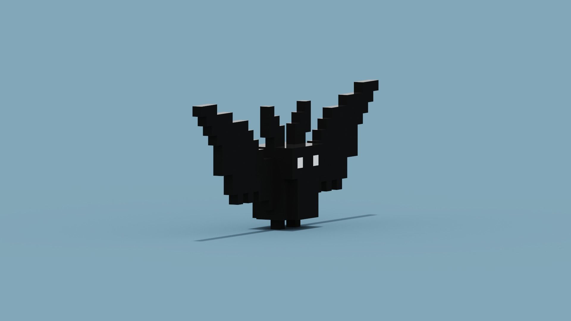 Voxel Bat  Low-poly 3D model_9