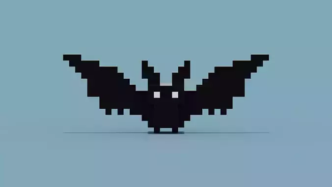 Voxel Bat  Low-poly 3D model