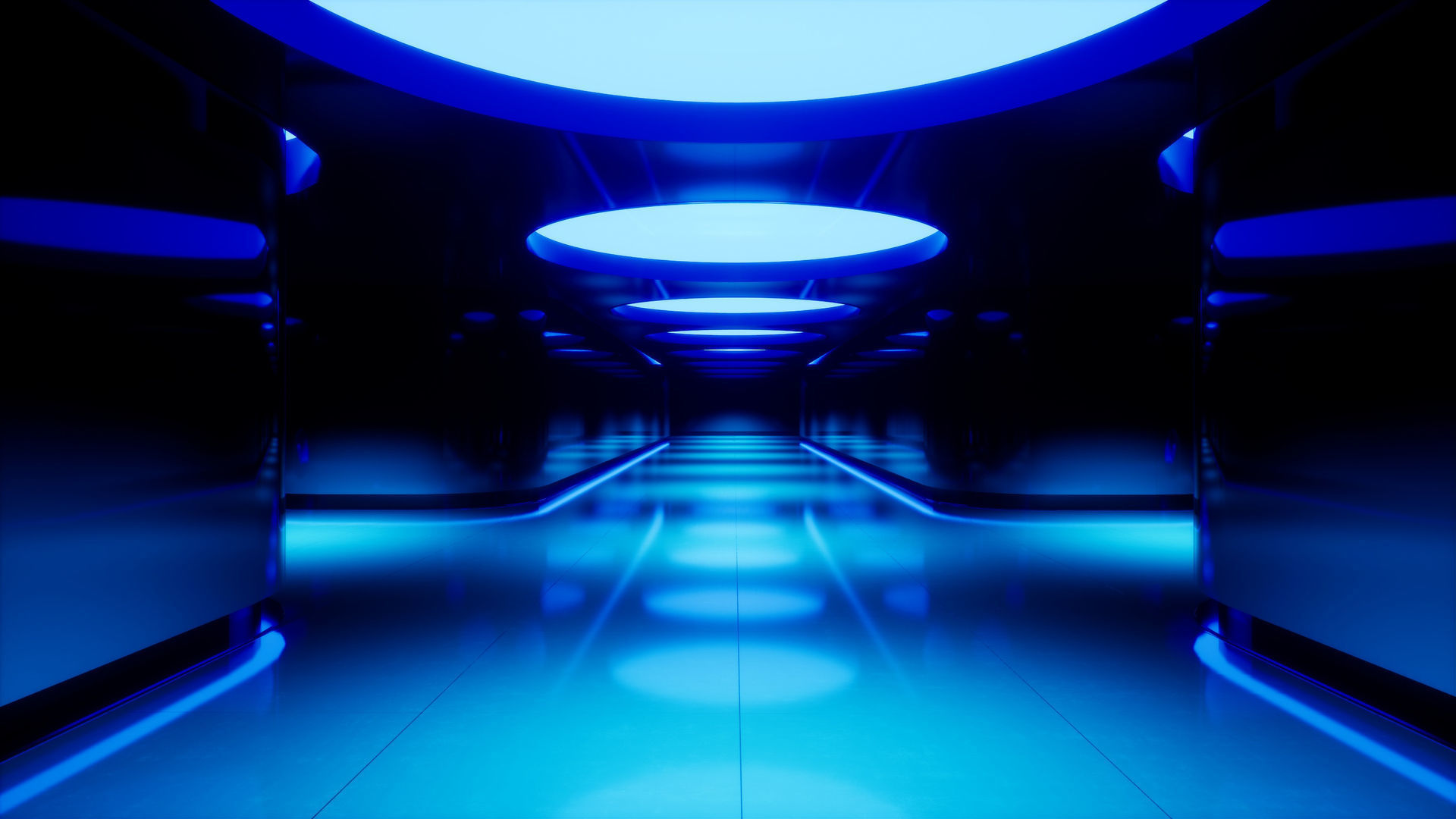 Futuristic Hallway UE4 3D model_4